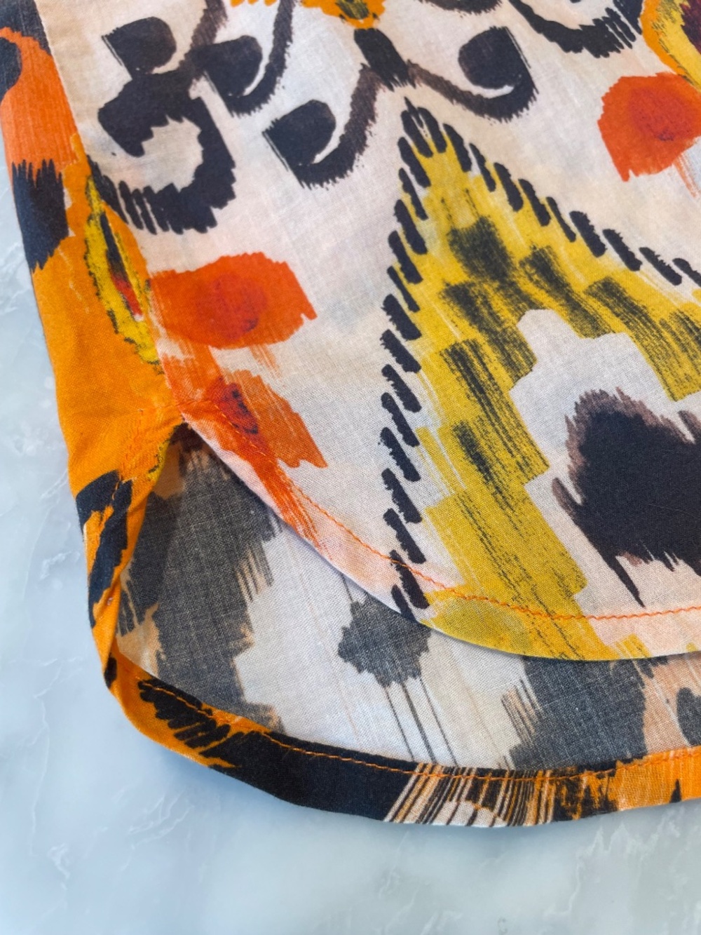 Santorini Ikat Print Cotton Button-Down Shirt Dress with Pockets Size 4 (EU 36) - Picture 7 of 11